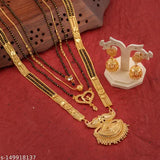 Mangalsutra Combo Deal Gold Plated Necklace Pendant Mangalsutra 30 Inch And 18 Inch Combo Pack With Earring for Women (Pack of 5)