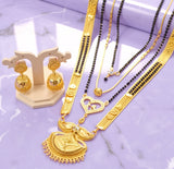 Mangalsutra Combo Deal Gold Plated Necklace Pendant Mangalsutra 30 Inch And 18 Inch Combo Pack With Earring for Women (Pack of 5)