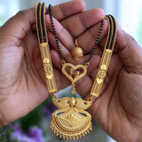 Mangalsutra Combo Deal Gold Plated Necklace Pendant Mangalsutra 30 Inch And 18 Inch Combo Pack With Earring for Women (Pack of 5)